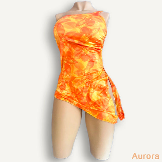 Orangefarbenes Batik-Kleid, Sunny Spirit