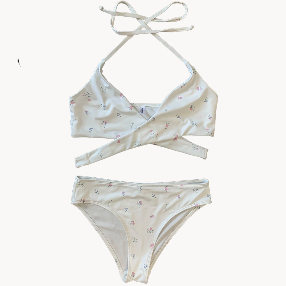 Bikini blanc Floral - Élégance et Séduction