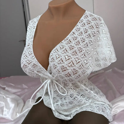White Lace Top – Seductive Radiance
