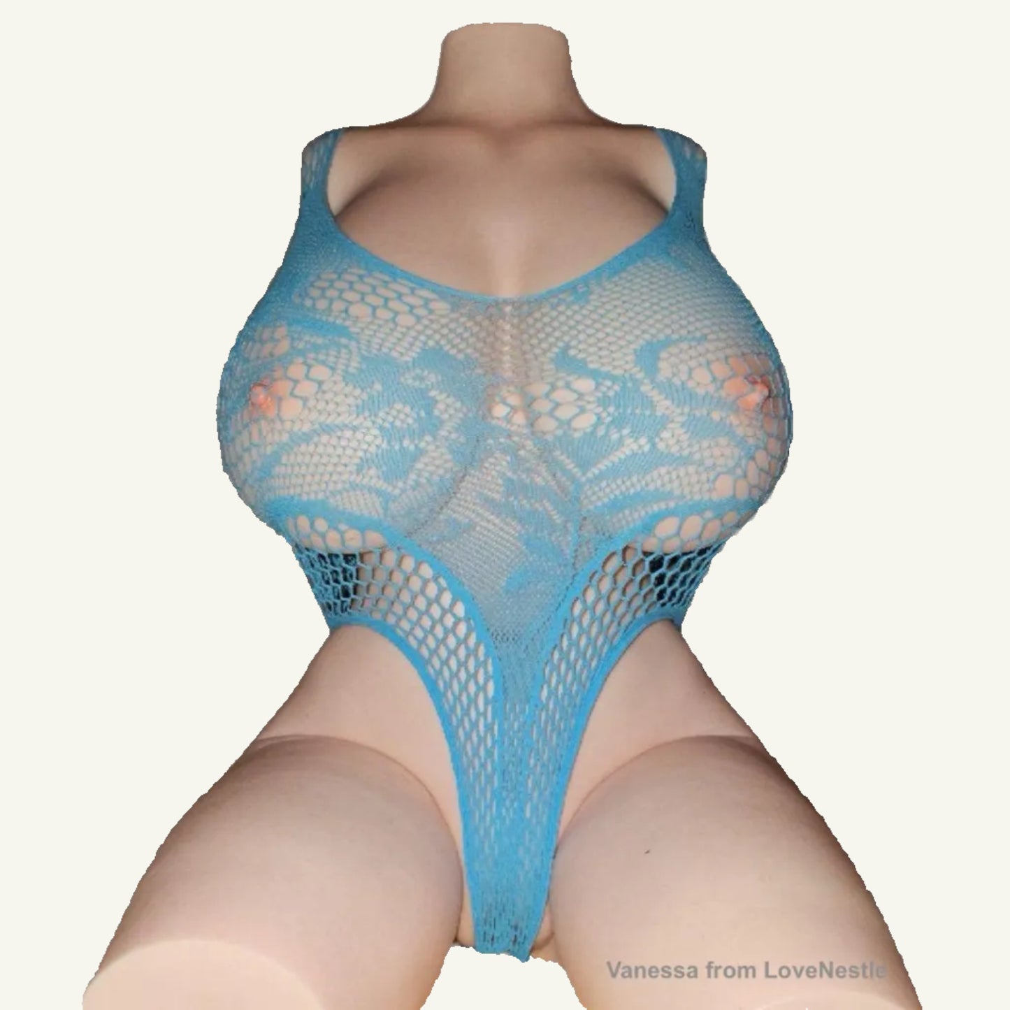Body en maille bleu pour poupée torse, idéal pour un look séduisant et audacieux.