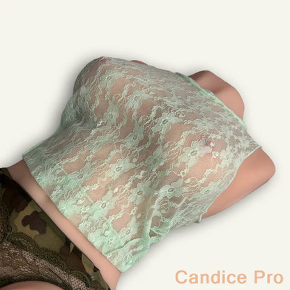 Crop Top Dentelle Vert d’Eau – Voile Sensuel