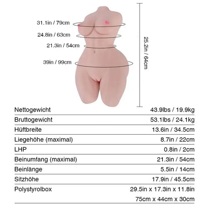 hannah 5kg minimuscular sexdoll male masturbator size chart