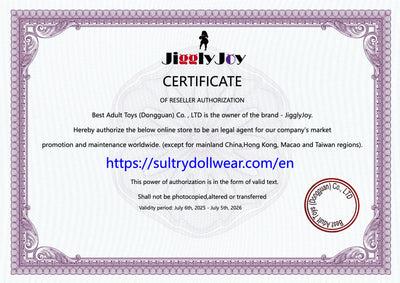 Certificat d'authenticité Unser sinnlicher Partner JigglyJoy Doll