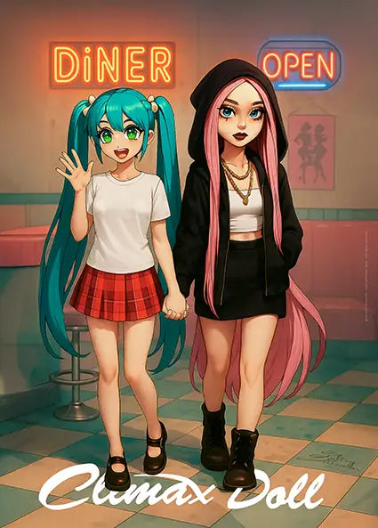 Hilary and Miku in 50's V1 - Clm poster