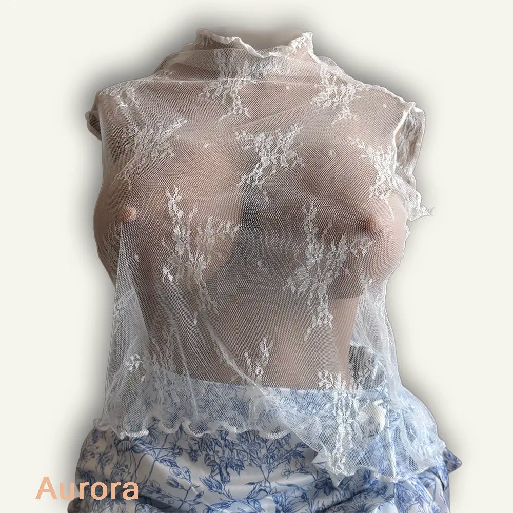 Haut Transparent Dentelle Blanche