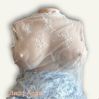 Haut Transparent Dentelle Blanche